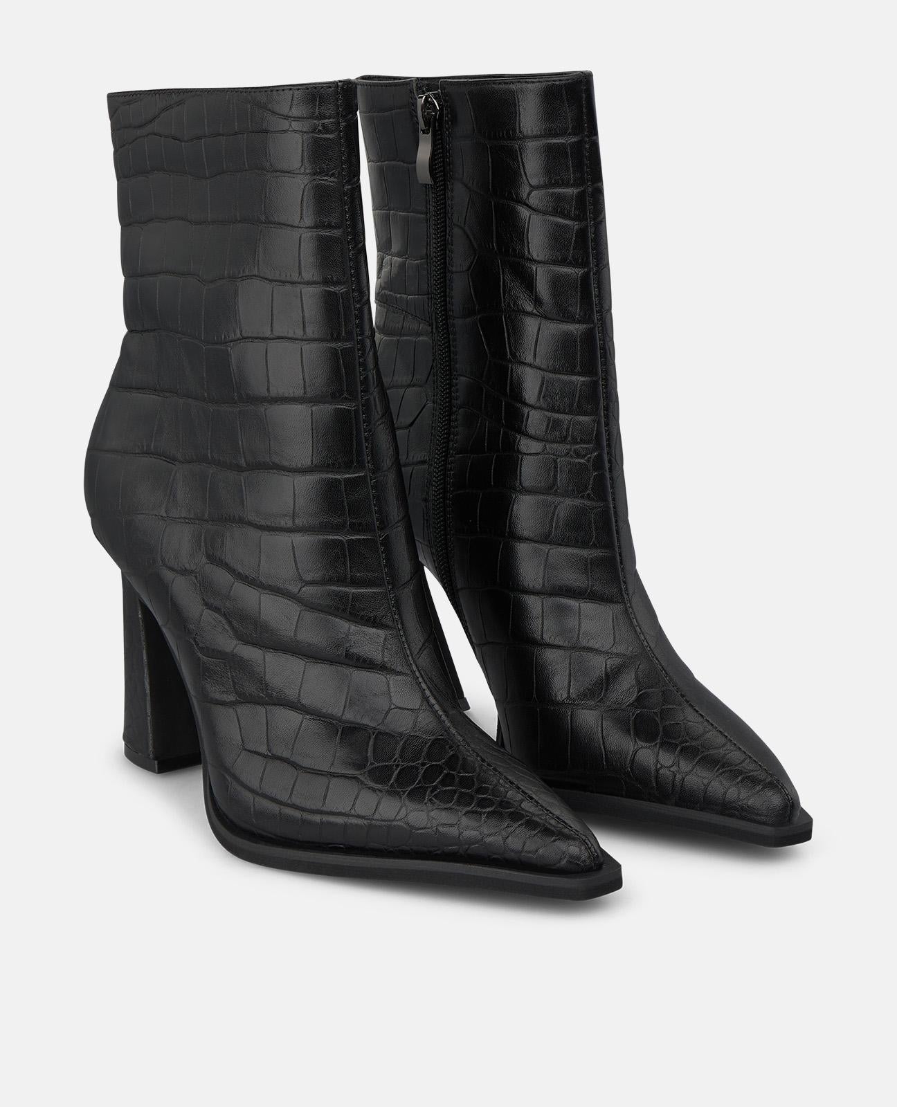 alma-en-pena-stiefeletten-krokoprint-schwarz-9-cm-blockabsatz-mit-rei-verschluss image 2