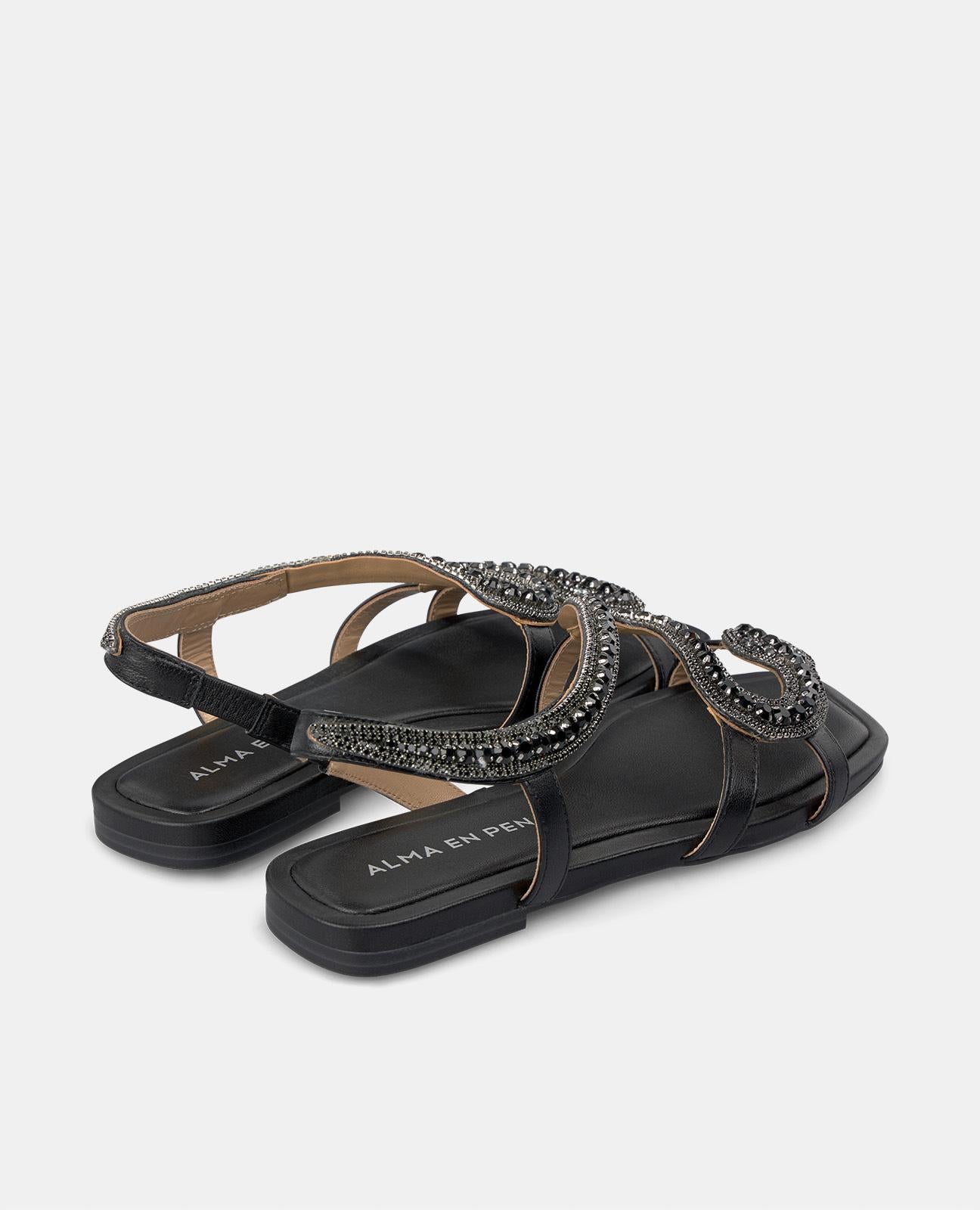 alma-en-pena-flache-sandale-snake-mit-strass-schwarz image 3