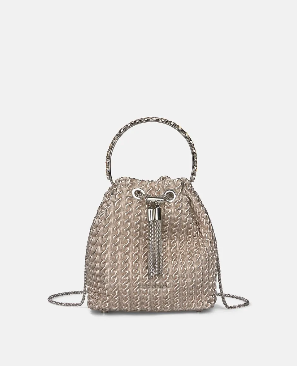 alma-en-pena-bowler-bag-clutch-bronze-leder-mit-strass-griff image 1