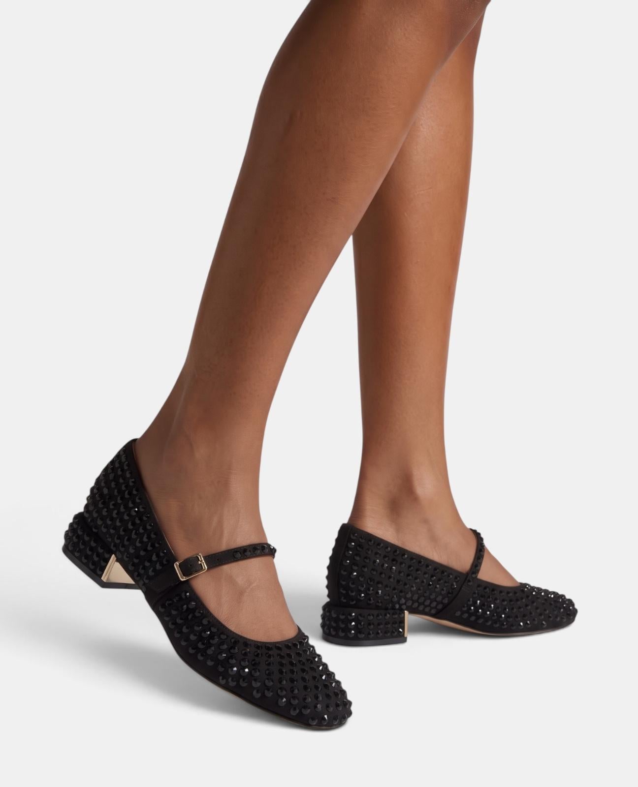 alma-en-pena-alfa-63784-ballerina-aus-veloursleder-mit-strass-schwarz image 5