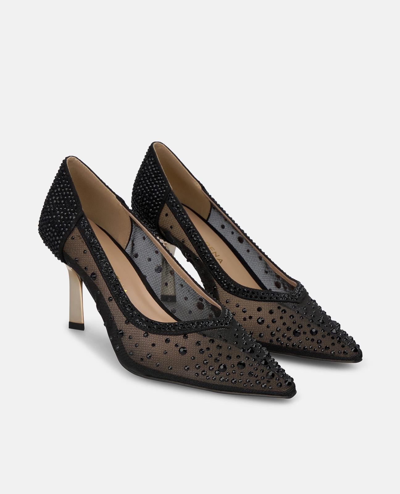 alma-en-pena-lace-up-pumps-mesh-pumps-in-schwarz-mit-strass-und-8-cm-absatz image 2