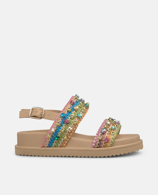 alma-en-pena-bast-plateau-sandale-multicolor-perlen-kn-chelriemen-3-cm image 1