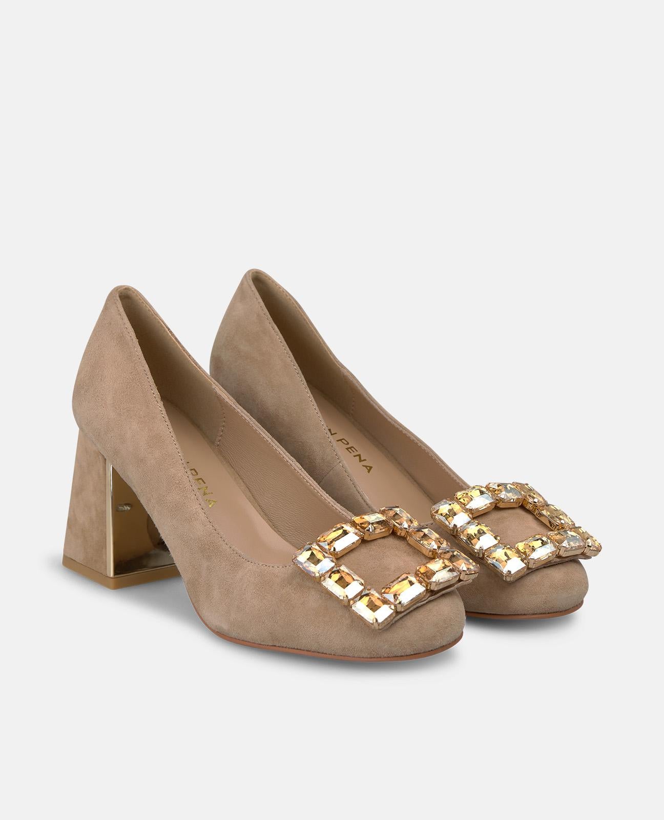 alma-en-pena-wildleder-pumps-arena-mit-schmuck-schnalle-7-cm image 2