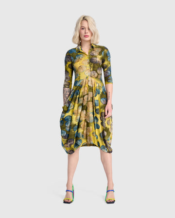 alembika-meadowlark-draped-pockets-kleid-gold-ocean-dots image 7