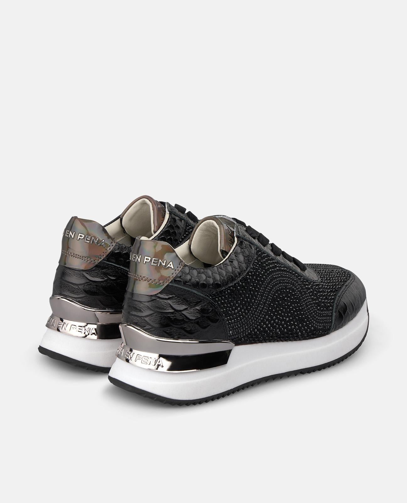 alma-en-pena-metallic-sneakers-mit-strass-damen-sneaker-schwarz-4-cm-plateau image 3
