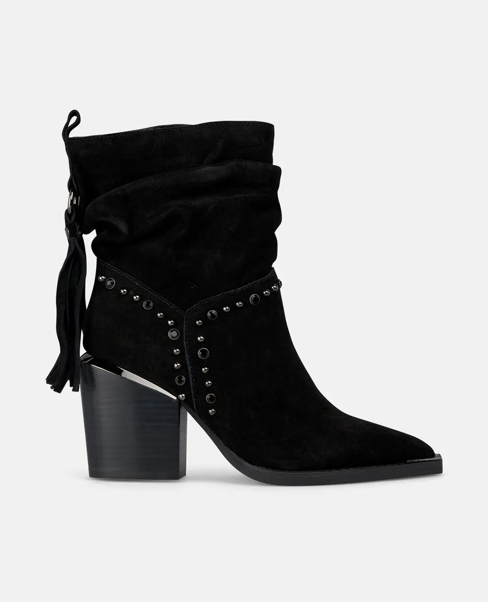 alma-en-pena-tassel-bootie-schwarze-cowboy-stiefeletten-mit-fransen-7-cm-absatz image 1