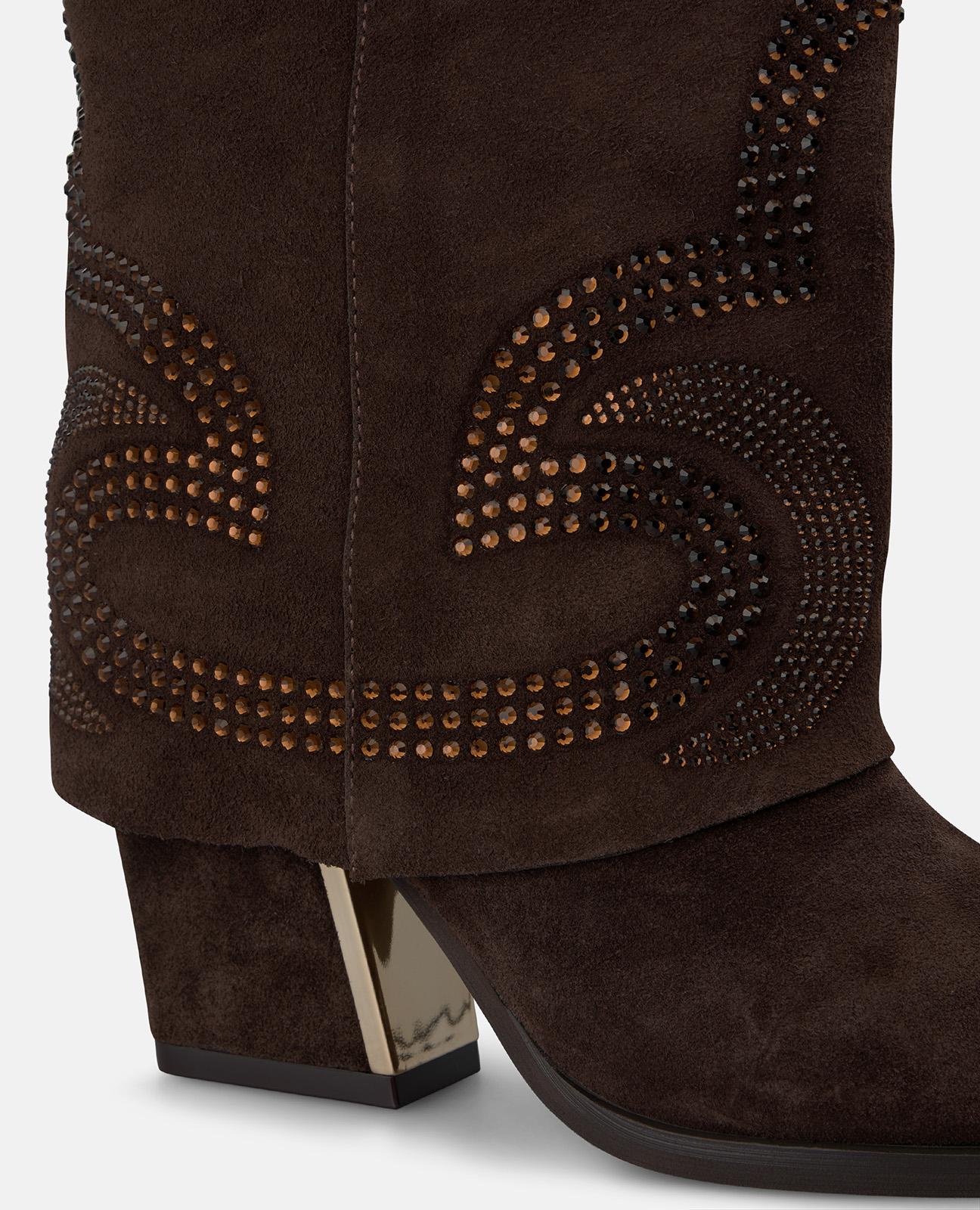 alma-en-pena-suede-cowboystiefel-mit-strass-braun image 4