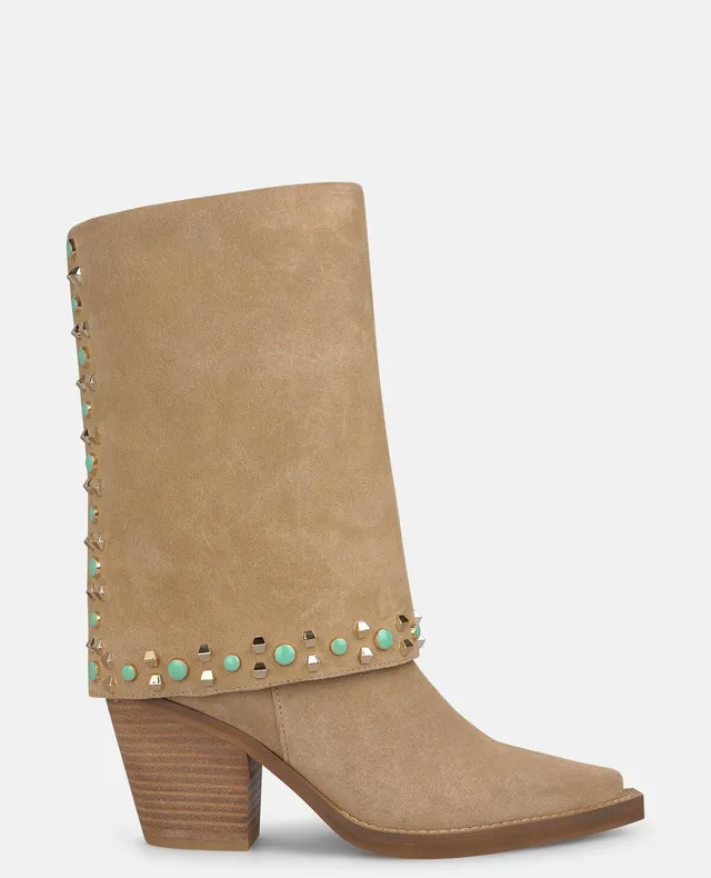 alma-en-pena-cowboy-stiefel-wildleder-arena-mit-strass-und-nieten-7-cm image 1