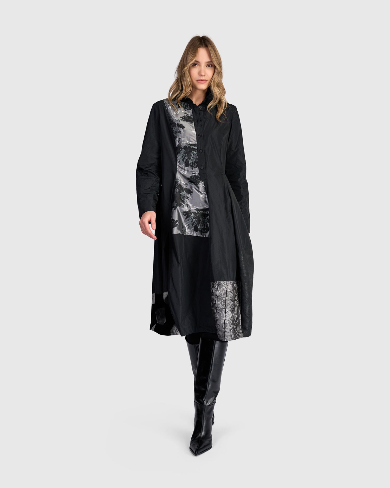 alembika-parlour-swish-shirtdress-black-silver-midi-blusenkleid image 3