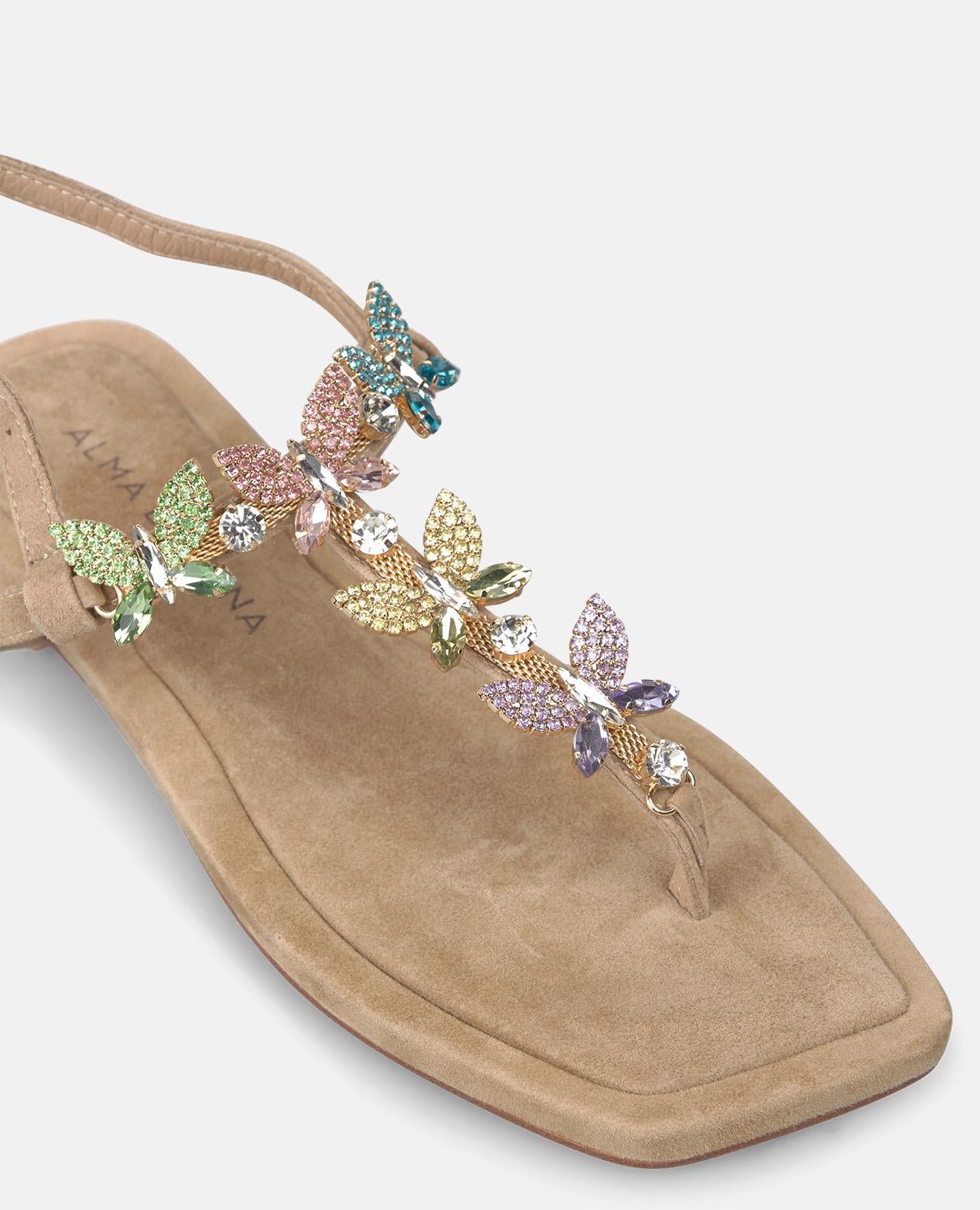 alma-en-pena-flache-t-riemen-sandalen-arena-mit-strass image 4