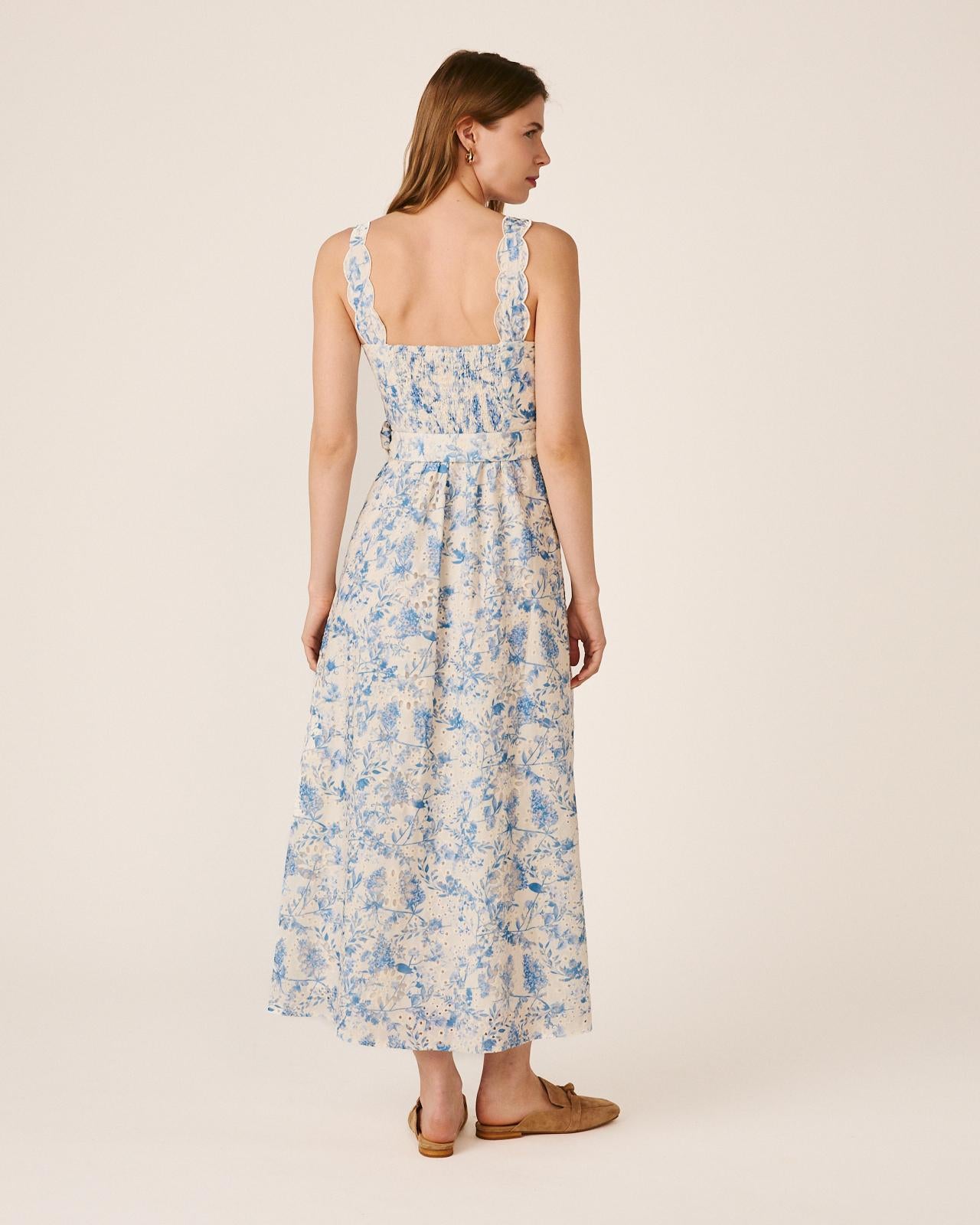 alma-en-pena-lang-kleid-floral-blau-mit-stickerei image 7