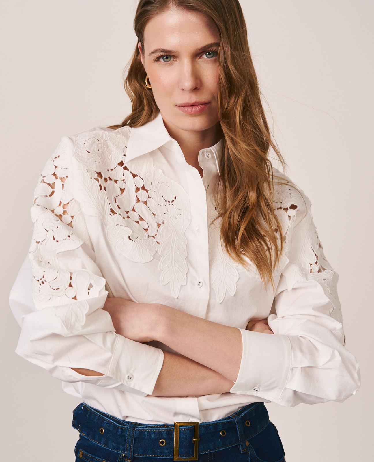 alma-en-pena-poplin-shirt-damen-bluse-wei-mit-stickerei image 2