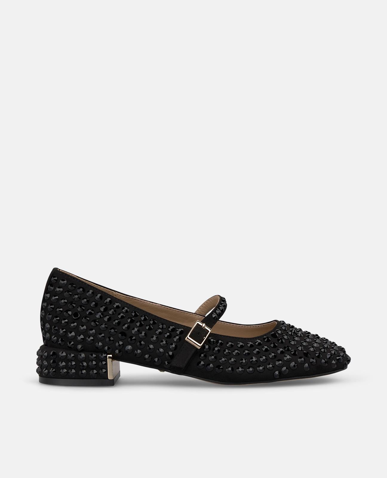 alma-en-pena-alfa-63784-ballerina-aus-veloursleder-mit-strass-schwarz image 1