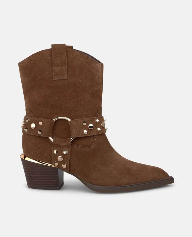 alma-en-pena-cowboy-stiefelette-velours-6-cm-camel-mit-nieten image 1