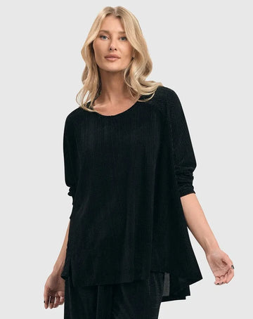 alembika-liv-draped-trapeze-top-black-grid-a-linien-bluse image 3