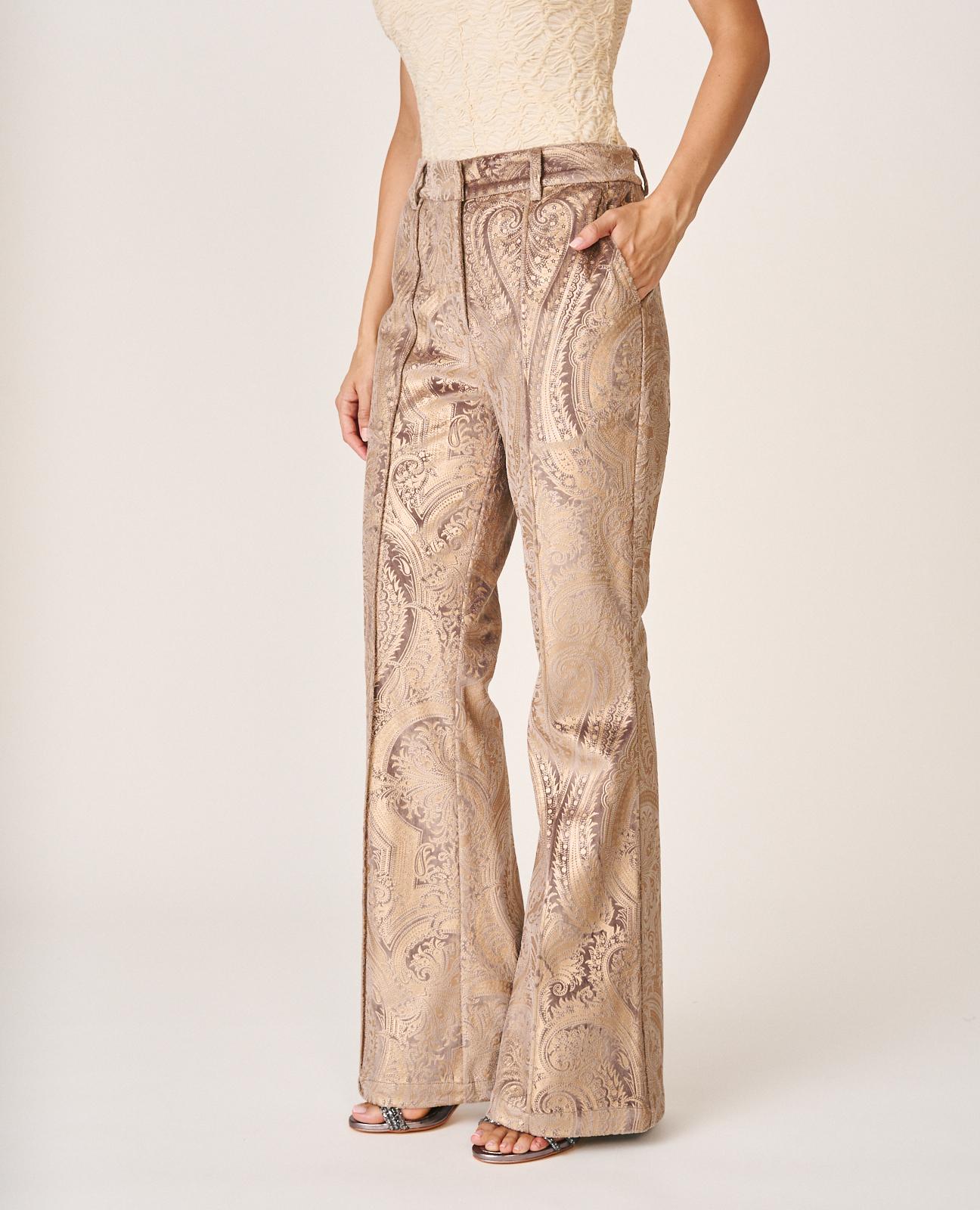 alma-en-pena-printed-flare-pants-gold-metallic image 4
