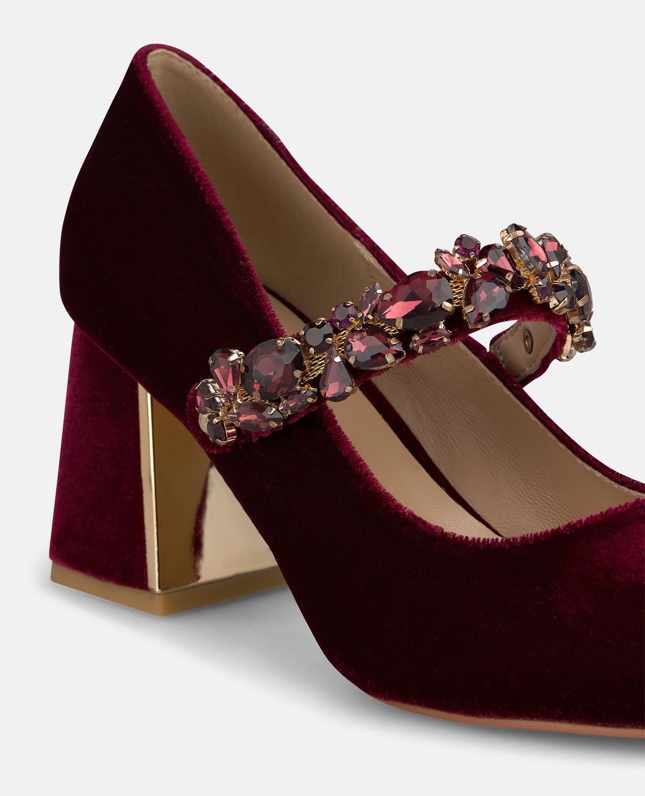 alma-en-pena-samt-pumps-mit-schnalle-damen-pumps-bordeaux-7-cm image 4