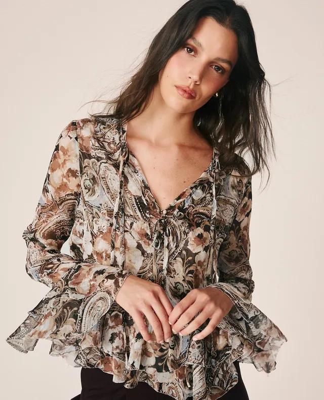 alma-en-pena-floral-print-chiffonbluse-blau image 1