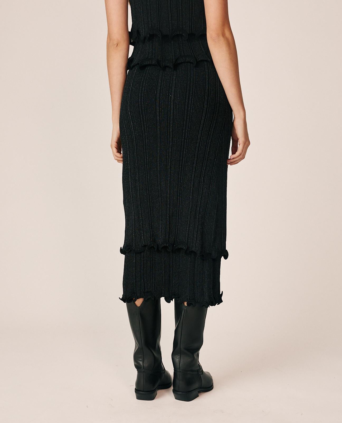 alma-en-pena-strick-midirock-schwarz-glitzer-mit-wellen-saum image 5