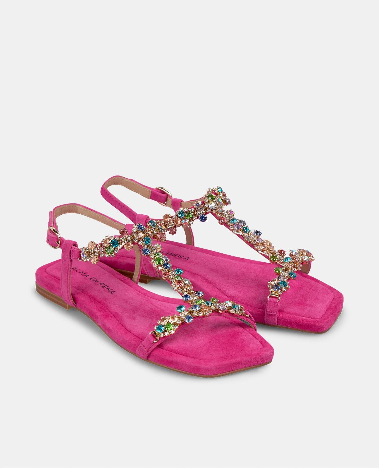 alma-en-pena-multicolor-beaded-sandal-flachsandale-fuchsia-1-cm image 2