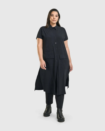 alembika-matrix-kurzarm-duster-schwarz-midilange-layer-jacke image 6