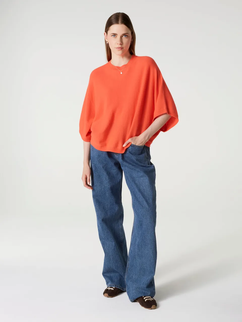 absolut-bettina-poncho-pullover-aus-100-kaschmir-coral-neon image 1