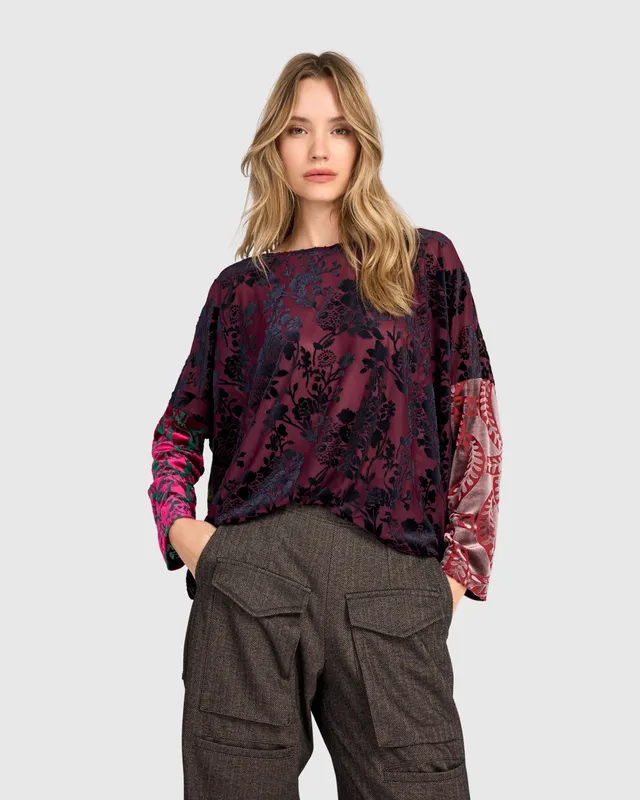 alembika-aurelia-boxy-top-wine-multi image 1