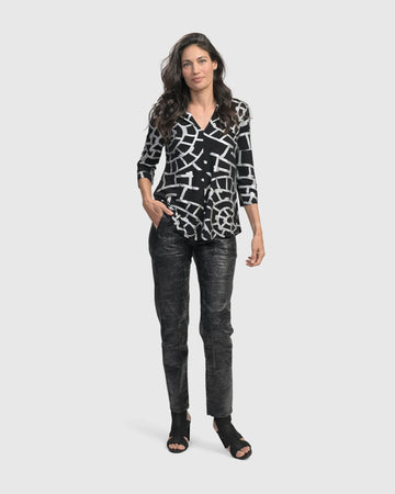 alembika-hypnotic-signature-v-neck-top-silver image 2