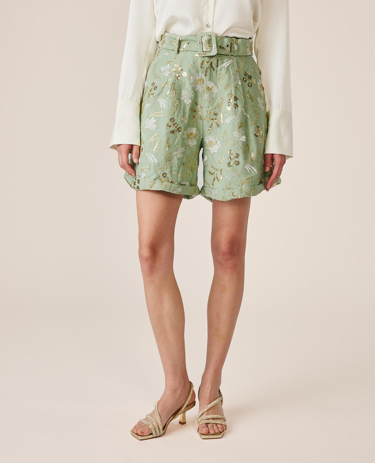 alma-en-pena-high-waist-shorts-mit-stickerei-gr-n image 5