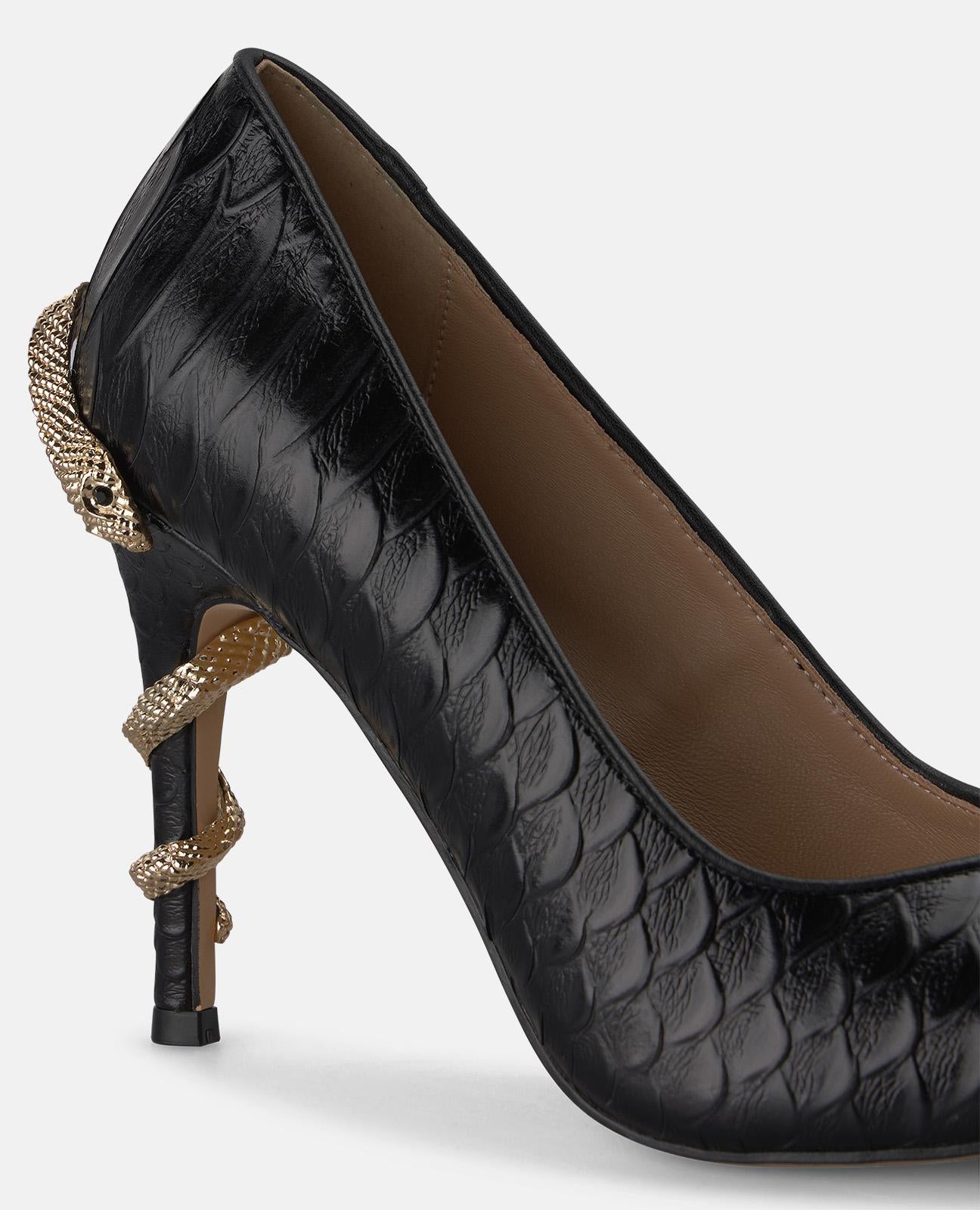 alma-en-pena-leder-pumps-schlangenprint-schwarz-10-cm-stiletto-slip-on image 4