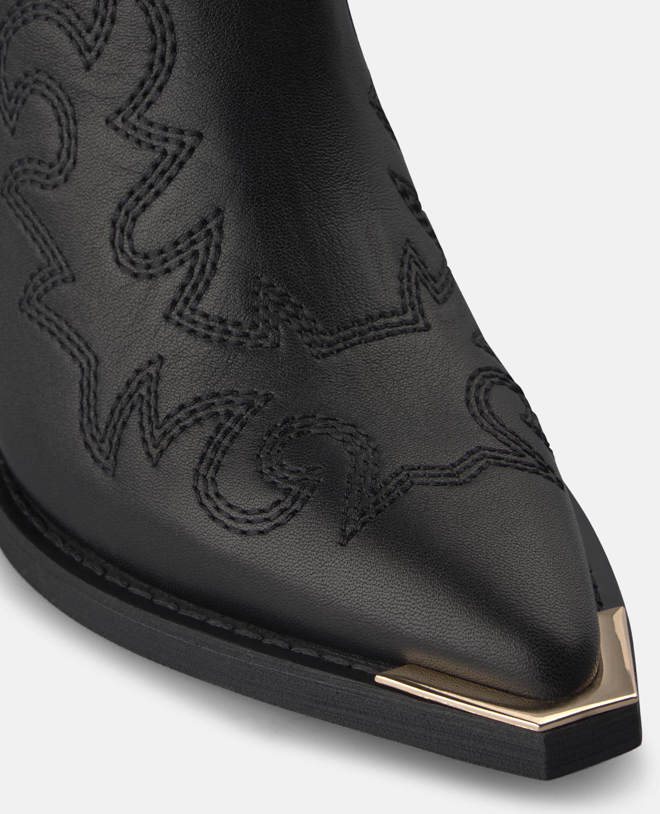 alma-en-pena-cowboy-stiefelette-nappa-leder-schwarz-stickerei-7-5-cm-blockabsatz image 4