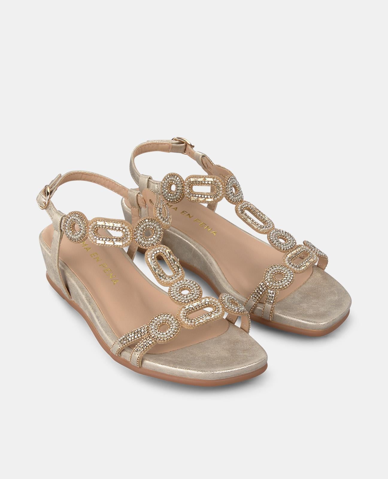 alma-en-pena-keilsandale-gold-low-wedge-4-5-cm-strass image 2