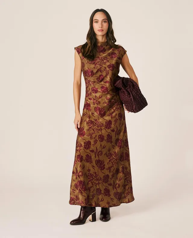 alma-en-pena-maxikleid-jacquard-floral-bronze-rmellos image 1