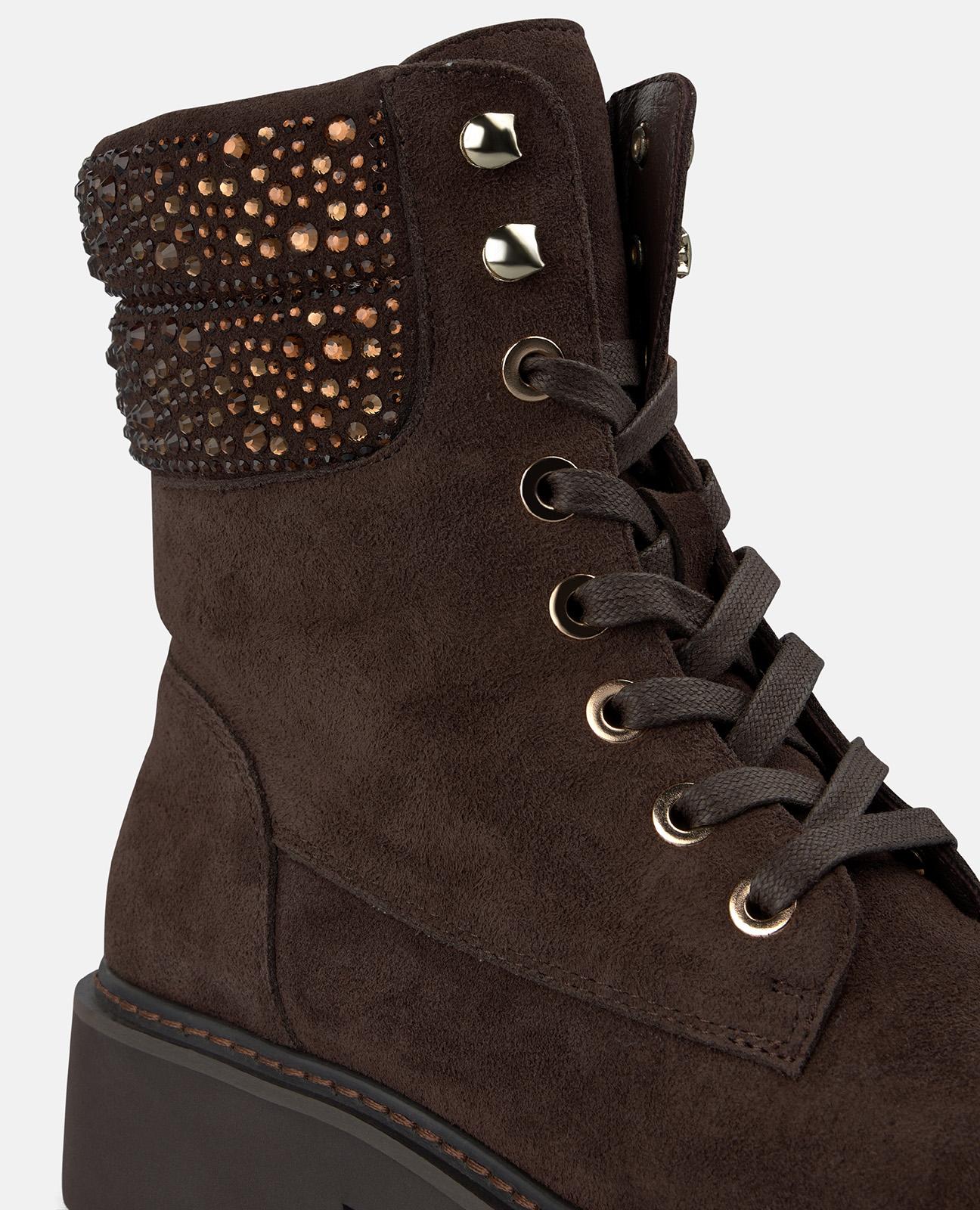 alma-en-pena-military-schn-r-boots-stiefeletten-braun-mit-strass-4-cm image 4