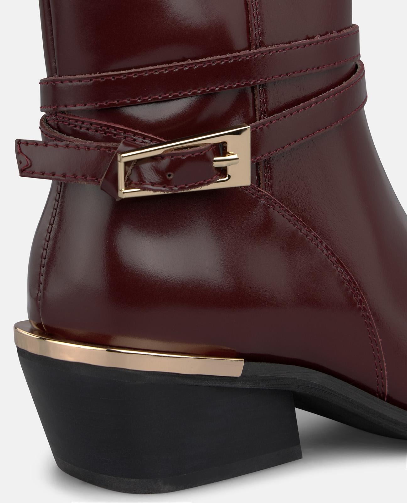 alma-en-pena-stiefeletten-aus-nappa-leder-mit-schnalle-bordeaux-4-5-cm image 5