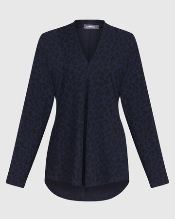 alembika-chiu-v-neck-top-v-ausschnitt-shirt-navy-baby-cheetah image 5