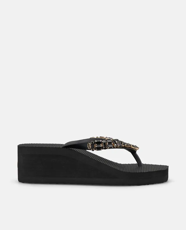 alma-en-pena-beach-sandale-mit-plateau-5-5-cm-schwarz-mit-strass image 1