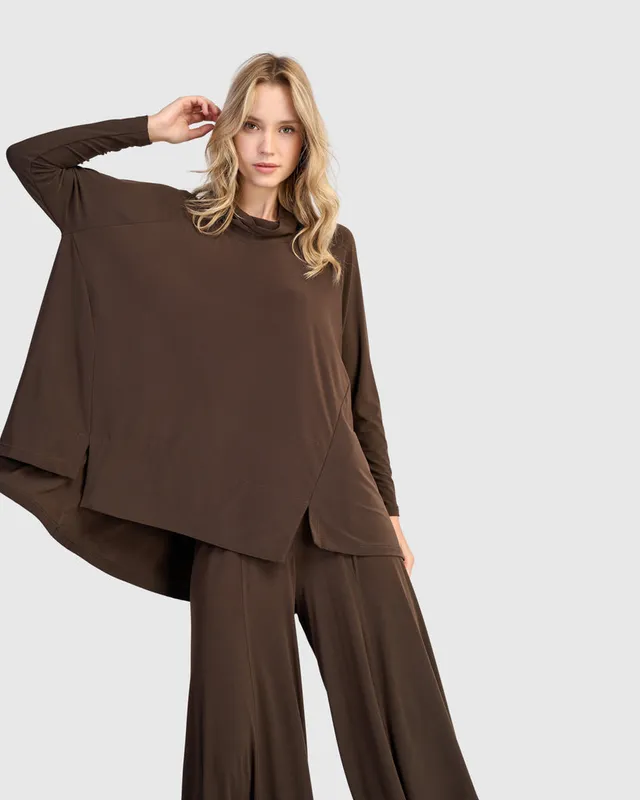 alembika-essential-slinky-swing-turtleneck-tunika-sepia image 1