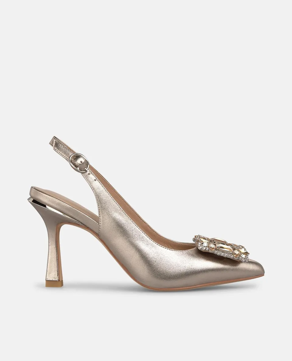 alma-en-pena-slingpumps-bronze-metallic-high-heels-mit-schmuck-schnalle-9-cm image 1