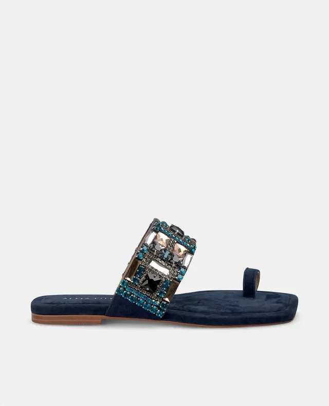 alma-en-pena-flache-sandalen-eckkappe-strass-blau image 1