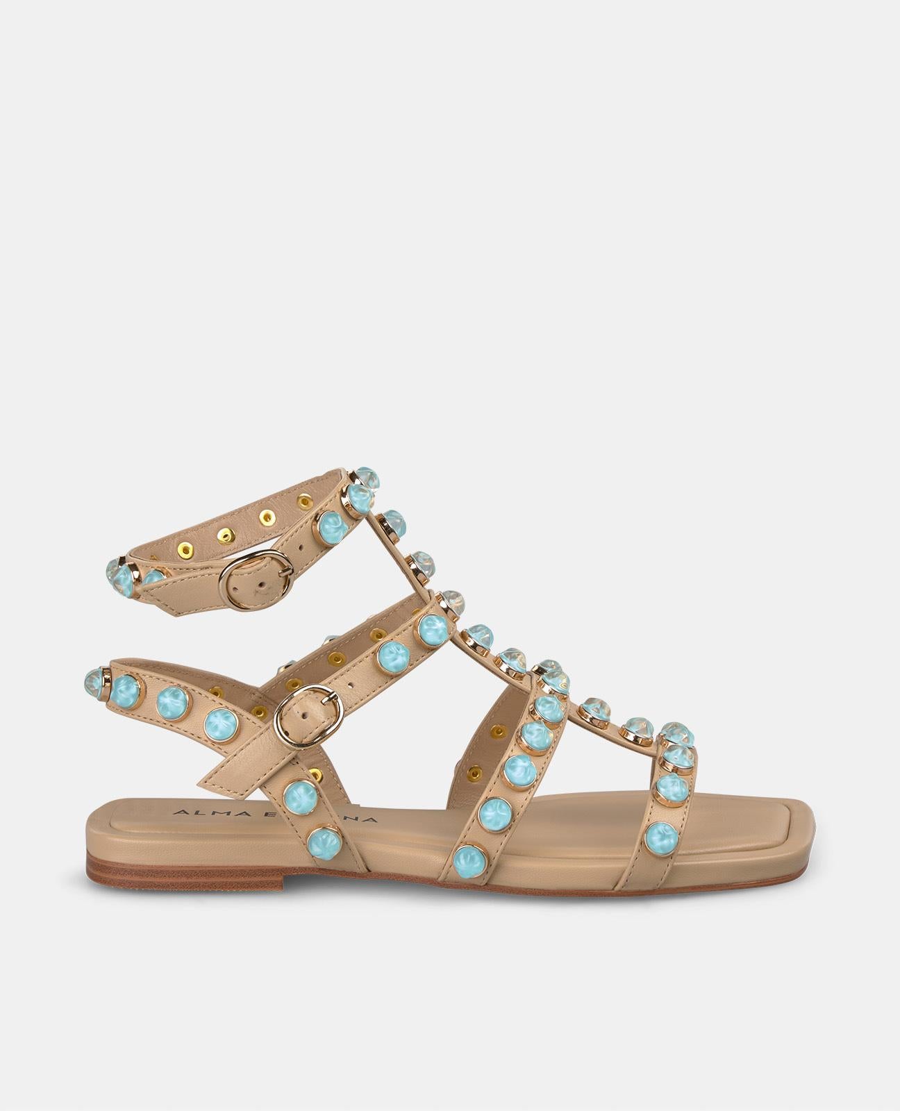 alma-en-pena-greek-sandal-flache-sandalen-arena-mit-strass image 1