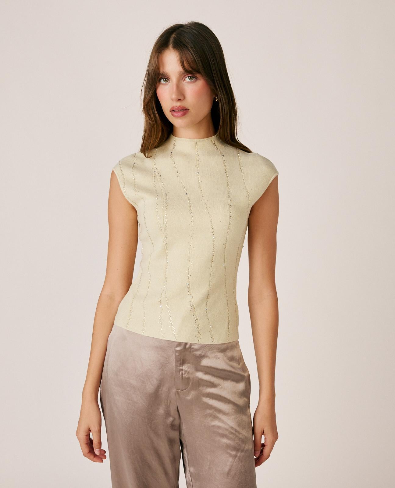 alma-en-pena-top-sparkly-dots-strick-top-wei-mit-glanz-stickerei image 2
