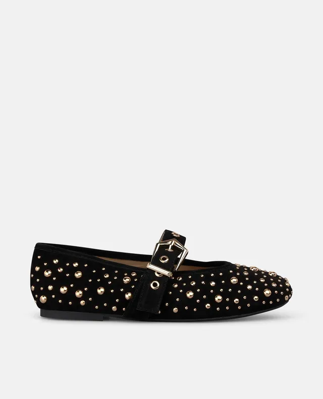 alma-en-pena-suede-ballerina-flats-wildleder-ballerinas-mit-nieten-in-schwarz image 1