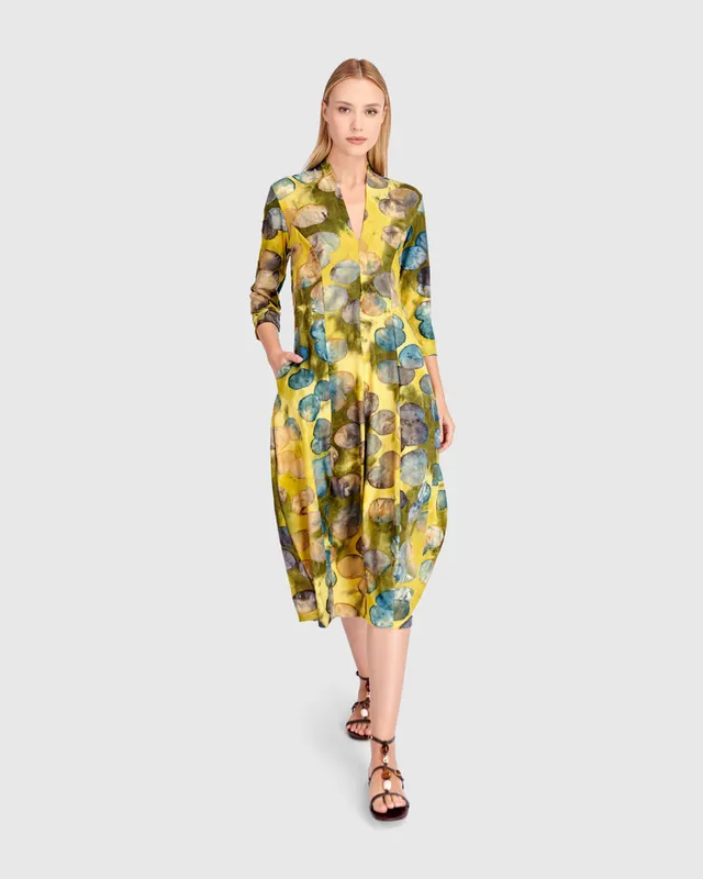alembika-saffron-cocoon-kleid-gold-ocean-dots image 1