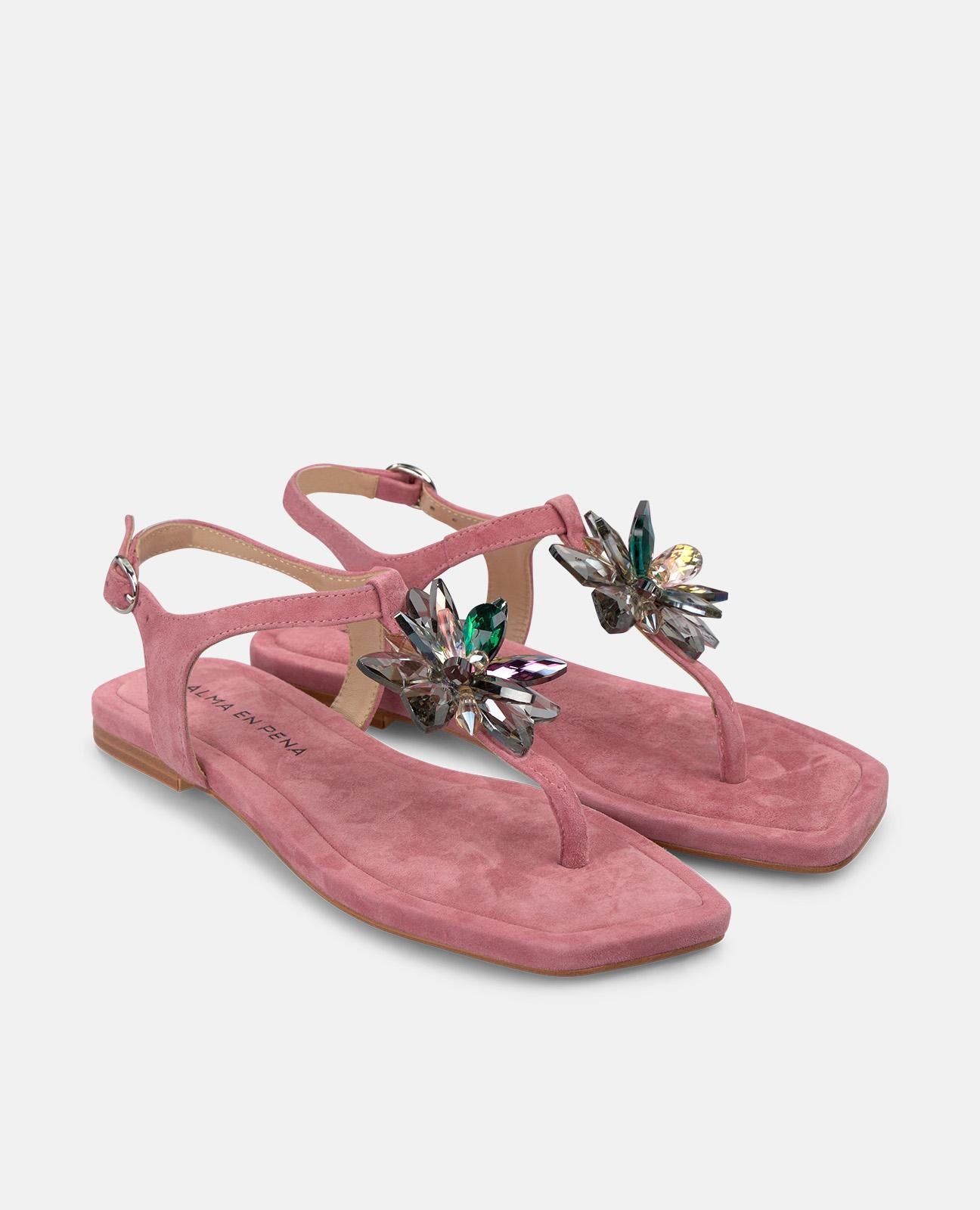 alma-en-pena-flache-sandale-kristall-blume-eckig-lila image 2