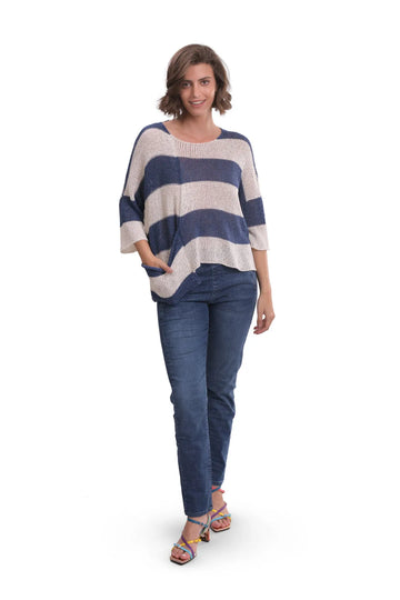 alembika-luxe-pocket-hem-sweater-navy-streifenpullover image 4