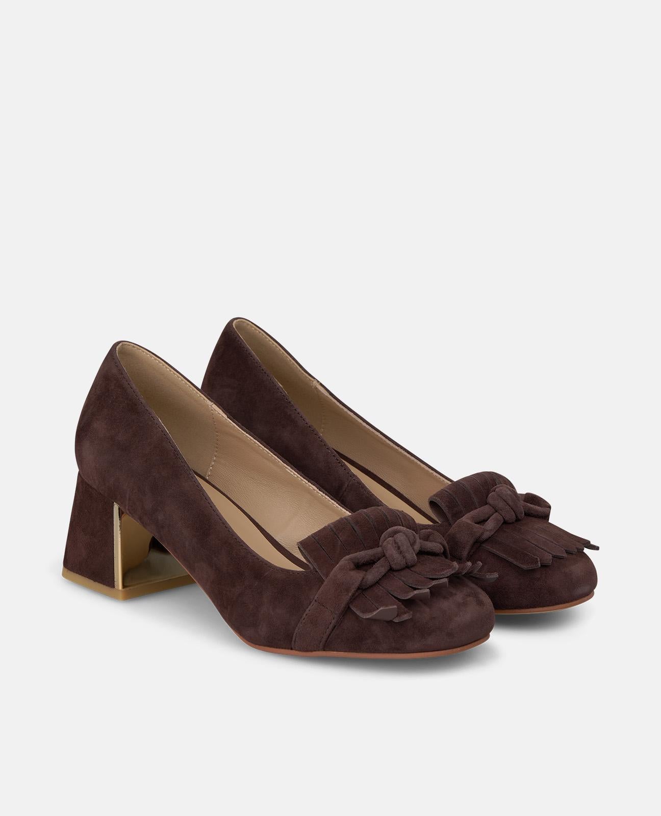 alma-en-pena-fransen-pumps-aus-wildleder-braun-mit-blockabsatz-5-5-cm image 2