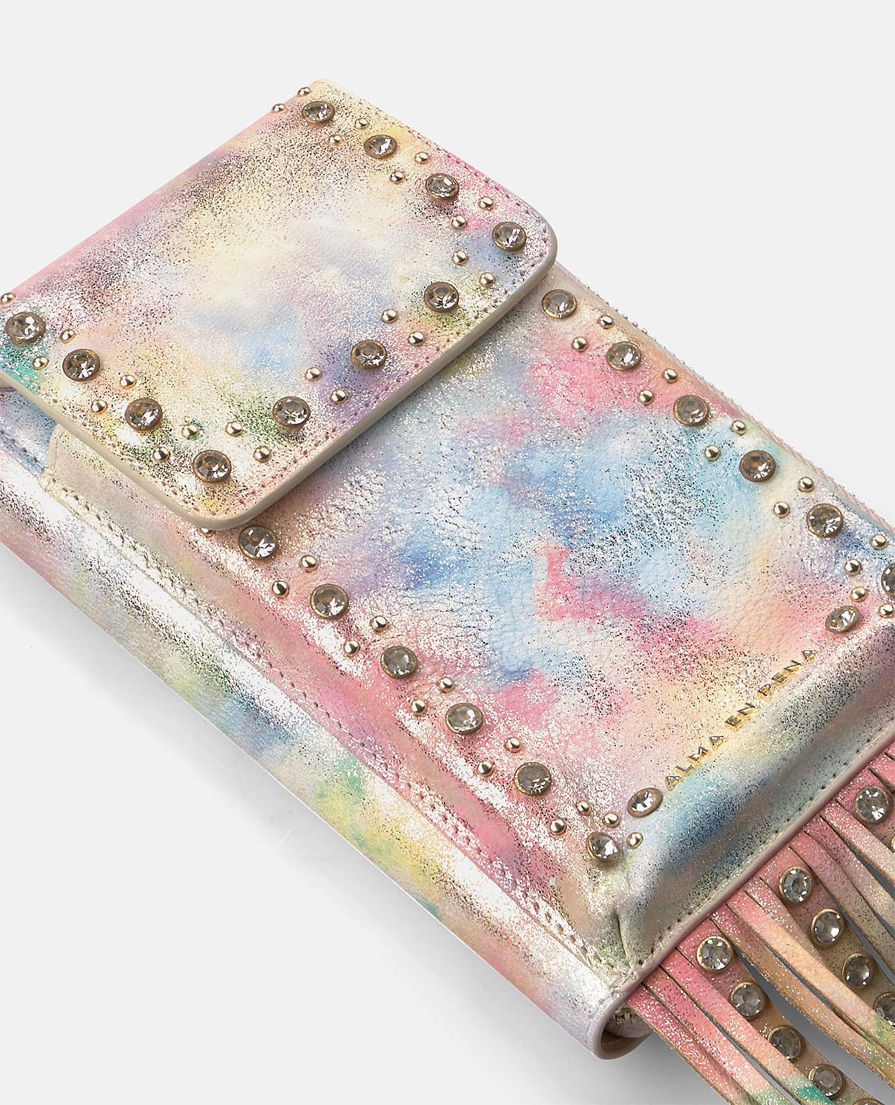 alma-en-pena-natalia-clutch-crossbody-tasche-rosa-leder-mit-nieten-und-fransen image 4