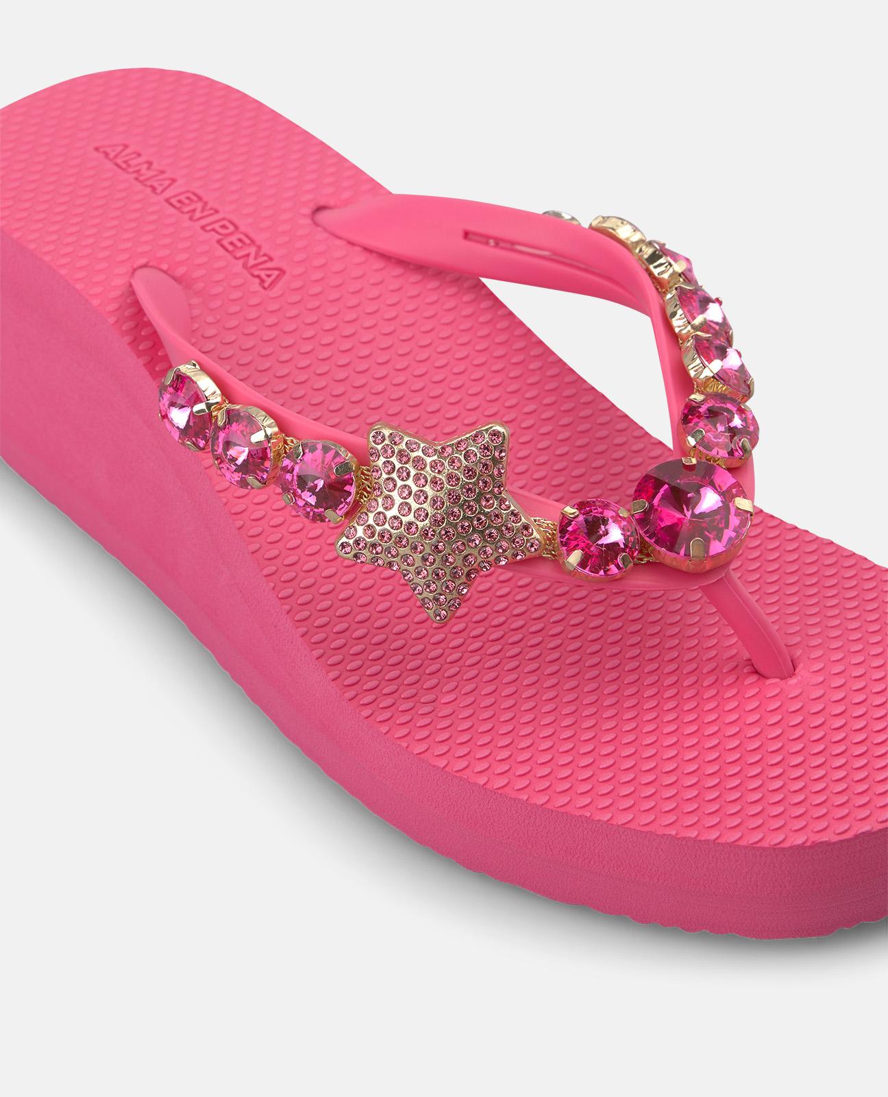 alma-en-pena-plateau-strandsandalen-mit-strass-fuchsia-5-5-cm-plateau image 4