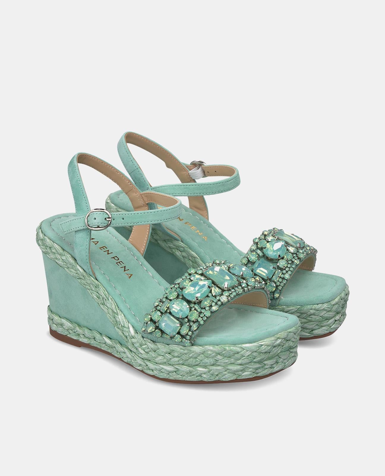 alma-en-pena-wedge-with-rhinestones-keilsandale-in-gr-n-mit-strass-9-5-cm image 2